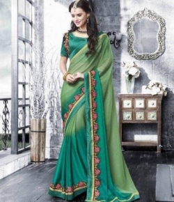 Designer Lime Green Shaded Saree Price in Srilanka